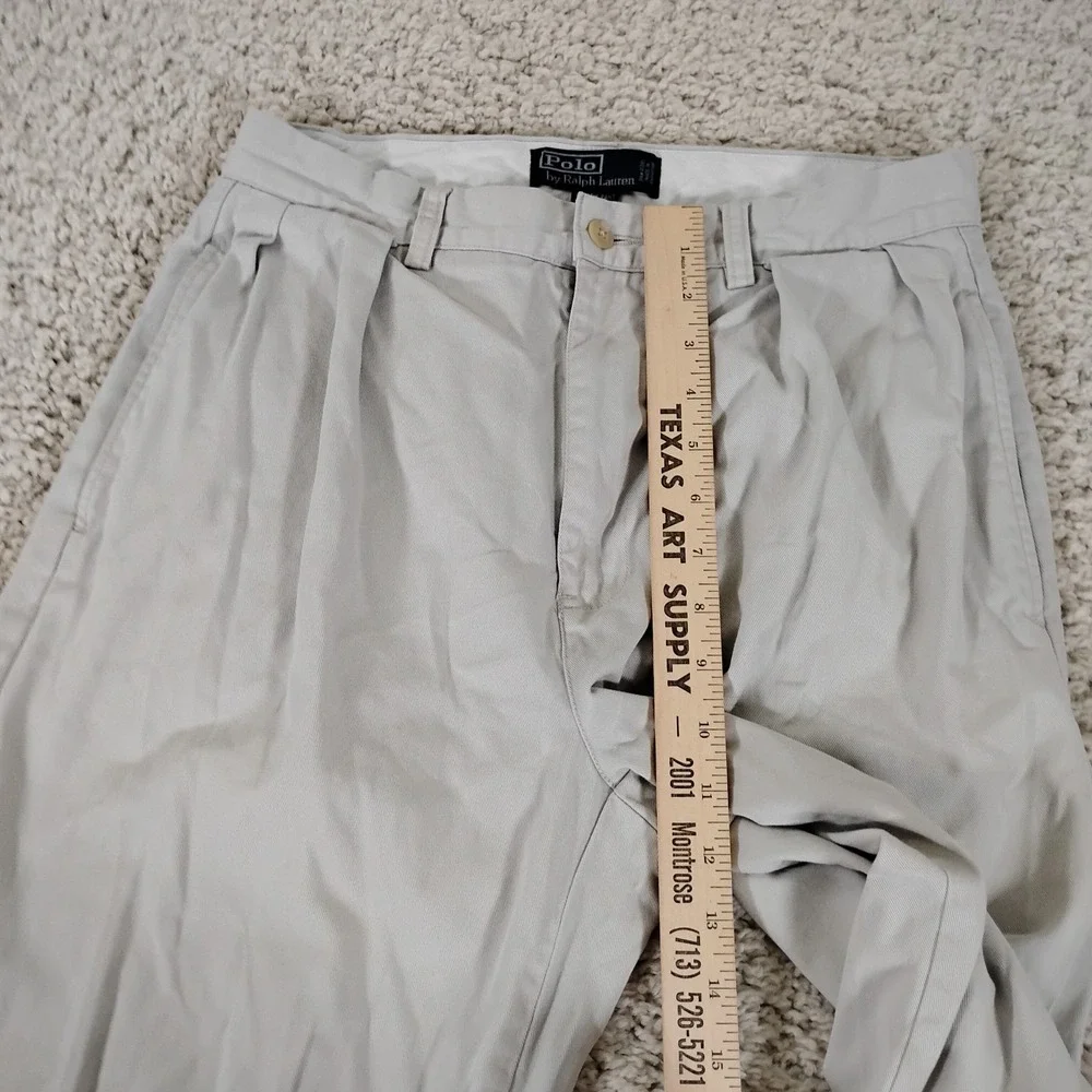 Vintage Polo Ralph Lauren Pants Mens 30x30 Beige Andrew Pleated Preppy Chino 90s